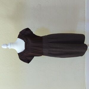 The Limited Dark Brown Satin and Herringbone Tweed Professional Dress Size 12